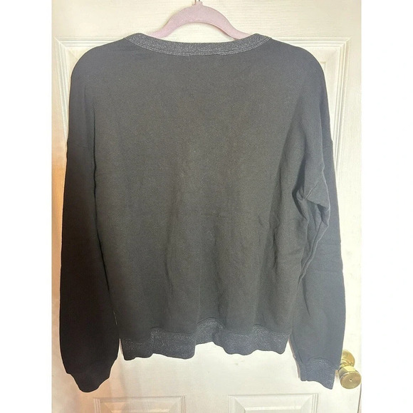 n:Philanthropy Pria Sweatshirt Women’s Size L Black Cutout Distressed - Picture 8 of 10